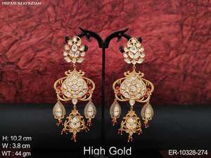 Kundan bijoux haute or poli vêtements de mariage fantaisie Kundan boucles d'oreilles pendler - Product Image 3