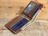 Dompet Pria Kulit Sapi Asli Crazy Horse Buatan Tangan Sederhana Retro Grosir, Dompet Lipat Pendek Saku Terbuka, Untuk Penggunaan Sehari-hari, Portabel