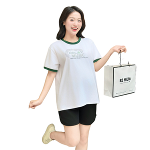 Camiseta blanca estampada A380 para mujeres embarazadas material de algodón fresco cómoda buena absorción del sudor - Product Image 1