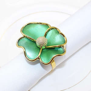 Anillos de Servilleta de Aluminio con Forma de Flor Dorada de Alta Calidad, Estilo Americano, Ecológicos, Accesorio de Lujo para Bodas y Fiestas, Venta al Por Mayor - Product Image 3