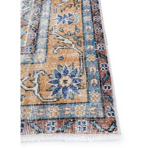 Tapis en laine bleu vintage noué à la main pour la maison - Motif médaillon rectangulaire abstrait pour entrée, couloir, salon, adolescents - Product Image 4