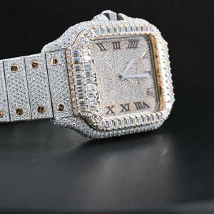 Lujo Hip Hop estilo 30 quilates VVS Moissanite tachonado reloj de cuarzo cuadrado de acero inoxidable antiguo caja cuadrada nuevo estándar - Product Image 3