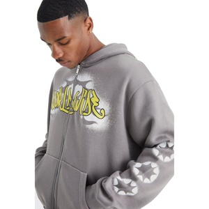 Survêtement évasé avec fermeture éclair intégrale avec sérigraphie pour hommes ensemble pantalon de survêtement et sweat à capuche pour hommes vente en gros de survêtement - Product Image 2