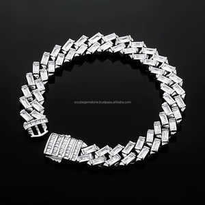 Nuevo 12mm corte cuadrado Baguette Moissanite diamante cubano pulsera Hip Hop estilo europeo americano chapado en oro encanto para regalo - Product Image 1