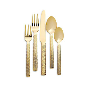 ชุดมีดทองเหลืองสุดหรู5ชิ้นพร้อมสลักกระดูกสำหรับห้องครัวและโต๊ะชุดช้อนส้อมแบบมีเอกลักษณ์ - Product Image 5