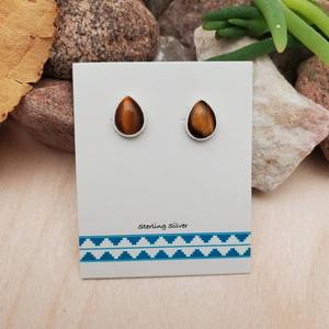 Boucles d'oreilles en pierres précieuses d'oeil de tigre bijoux pour femmes bijoux en argent de Style Boho 925 en argent Sterling tendance boucles d'oreilles faites à la main - Product Image 4