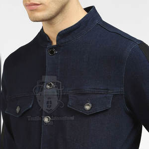 Veste en jean pour homme, logo sur le devant, boutonnée, écologique et respirante, prix bas, veste en jean tendance pour homme - Product Image 2