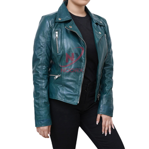 Venta al por mayor Chaqueta de cuero para mujer Diseñe su propia chaqueta de cuero Impermeable para mujer Chaqueta de cuero Original Hide Pakistan Made - Product Image 4
