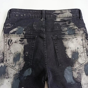 <b>Men</b> High Waist Flare Jeans <b>Tie</b> Dye Print Bleach Stone Wash Denim Streetwear Style Cotton Midweight Autumn Fashion - Product Image 6