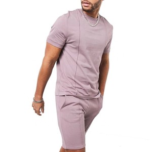 Ensemble de sport d'été pour homme, t-shirt à manches courtes et short pour homme, couleur unie personnalisée - Product Image 6
