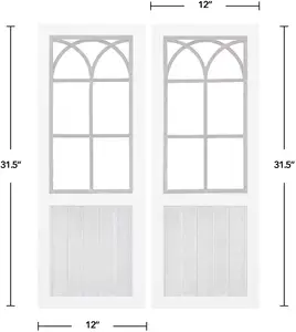 Placa de parede de janela branca de salgueiro, conjunto de 2 peças, americano, projetado, branco, 12x1x31.5 polegadas