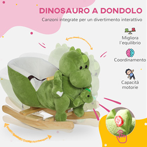 AIYAPLAY-Cheval à bascule dinosaure pour enfants de 18 à 36 mois avec sons et couverture souple, vert - Product Image 4