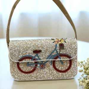 กระเป๋าทรงบาแก็ตต์ทำมือสไตล์อินเดีย ประดับลูกปัดแก้วหลากสี รูปทรงตามสั่ง งานฝีมือ MS Handicraft - Product Image 5