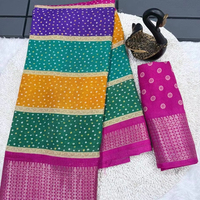 Saree Modern Wanita Bahan Kain Baru dengan Bordir Jacquard Tebal, Cetakan Batik Cantik, Bahan Daur Ulang, Anti Kusut untuk Pesta