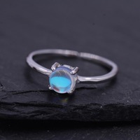 Gran oferta, anillo fino de Plata de Ley 925, piedra lunar simulada, cristal Aurora, regalo de fiesta de compromiso, venta al por mayor, pedido a granel diario