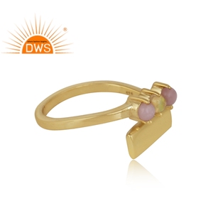 Best Selling Sterling Silver 18K <b>Gold</b> Plated Natural Ethiopian <b>Opal</b> & Pink <b>Opal</b> Gemstone <b>Ring</b> Demi Fine Jewelry Manufacturer - Product Image 4