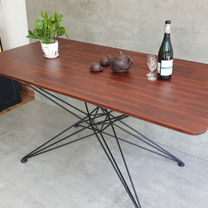 Diamond BA68154 Convertible Rectangular <b>Dining</b> <b>Table</b> 160x80cm Made of Acacia Wood with Iron Legs Rock Plate Material Assembled - Product Image 5