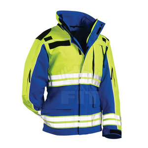 Chaqueta de trabajo con capucha y cremallera reflectante de alta visibilidad Abrigo de seguridad de poliéster de invierno con interior polar - Product Image 1