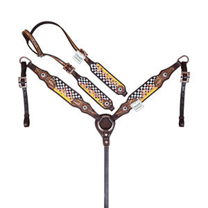 Ensemble de harnachement de cheval de qualité supérieure tailleur en cuir taillé à la main et collier de poitrine ensembles de harnachement de harnachement de cheval occidental au prix d'usine - Product Image 1