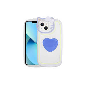 Coque transparente en silicone 3D motif chat bleu tendance compatible avec iPhone 13 Pro Max/14 Plus/11 Pro avec support Pop Socket - Product Image 1
