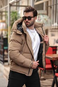 Manteau d'hiver pour homme avec logo personnalisé, imperméable, avec garniture en fourrure, fermeture éclair, épais, chaud, décontracté, de haute qualité pour les températures froides - Product Image 3