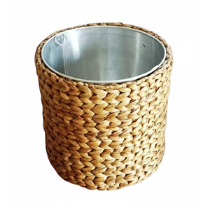 Maceta de Jacinto de Agua Tejida a Mano con Revestimiento Interior de Aluminio, Cesta Decorativa Ecológica Natural - Product Image 1