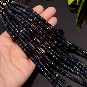Black Ethiopian <b>Opal</b> Faceted Rondelle Beads Natural Gemstone Loose Beads for Jewelry Making Necklace <b>Bracelet</b> DIY Supply - Product Image 5