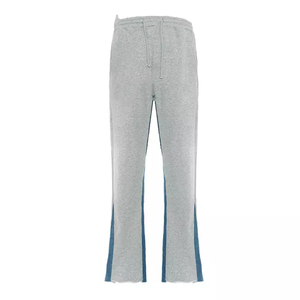 Customized Flared Sweatpants in Grey With Stripe Design Best Quality Cotton Fleece Fabric With <b>Drawstring</b> Closure <b>Trousers</b> - Product Image 4