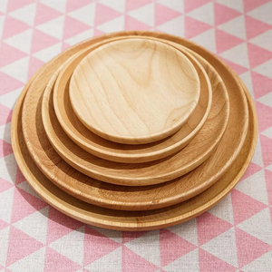 Acacia Wooden Plate for Food Dish, Sweets Fruit Dessert Coffee Dish, Round Wood <b>Dinner</b> Tableware Plates,<b>Tray</b> for Home Decoration - Product Image 4