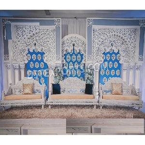 Elegante conjunto de sofá de escenario de boda musulmán lujoso sofá blanco de boda con sillas blanco tema occidental muebles de boda - Product Image 1