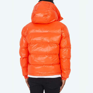 Veste matelassée à capuche imperméable pour homme, style streetwear, couleur orange brodée, tissu en laine, doublure en coton - Product Image 5