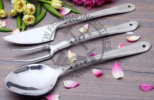 Ensemble de couverts médiévaux forgés à la main en acier inoxydable 430 de haute qualité, couverts de table pour les fêtes, couteau, fourchette, cuillère - Product Image 3