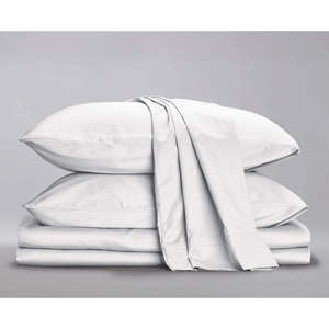 Ensemble de draps plissés en coton satiné bio King Size, 4 pièces, literie unie écologique - Product Image 2