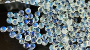 Cabujón de piedra lunar de 4mm, piedra lunar de Fuego Azul, piedra preciosa Lisa suelta, venta al por mayor, piedra lunar india llamativa, gemas facetadas con reverso plano - Product Image 3