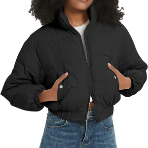 Veste d'hiver en tissu pour femmes, multicolore, courte, recadrée, vestes grande taille, design avec logo personnalisé OEM - Product Image 3