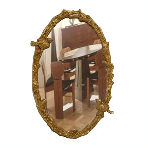 Miroir mural de forme ovale en métal miroir mural sculpté de luxe européen pour salon et maison salle de bain décorative - Product Image 1