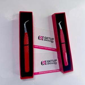 GETUP BROSONS IMPEX Russian Volume Eyelash Tweezers Stainless Steel Curved Silver Tip Anti-Magnetic Anti-Static Perfect Grip - Product Image 6