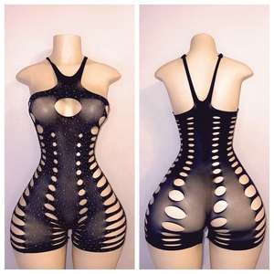 Combinaisons de club de danse pour femmes Combinaisons en maille à manches longues Combinaisons de soirée à paillettes Tenue de boîte de nuit élégante - Product Image 3