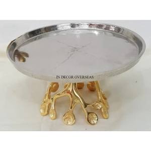 Diseño y Base de hojas hechas de Metal de alta calidad chapados en oro de alta calidad para cuenco de decoración de forma redonda de vidrio transparente - Product Image 3