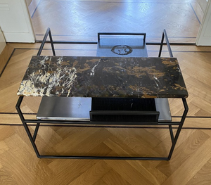 Mesa de Centro de Mármol Negro y Dorado, Mesa de Café de Lujo con Diseño Negro y Dorado, Muebles Modernos para Sala de Estar - Product Image 4