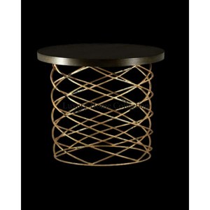 Diseño torcido de gran tamaño para el hogar y la Villa, mesa auxiliar decorativa para sala de estar, marco hecho de tubo redondo de acero inoxidable con tapa de mármol - Product Image 1