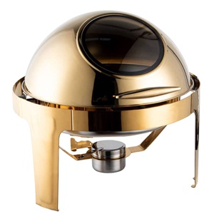 Brass <b>Chaffing</b> Dish with Gas <b>Fuel</b> 1200W-1800W Warm Food Server for Hotels Restaurants 100% Handcrafted with Brass Lid - Product Image 1
