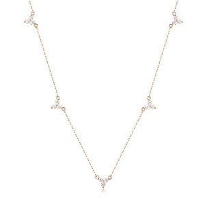 Collar de estación de tres diamantes de Plata de Ley 925 DE LA India | Brillo minimalista Diario | Regalo De San Valentín para ella - Product Image 4