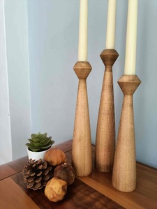 Bougeoir en bois de chêne, bougeoir rustique, décoration de la maison, décor de manteau, cadeau pour maman, ensemble de 3 - Product Image 6