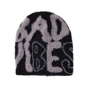 Bonnet en mélange de mohair avec large manchette pliée, moelleux, doux, confortable, design unisexe pour la mode hivernale et le confort par temps froid - Product Image 5