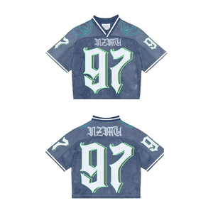 Jersey recortado de malla de lujo de alta calidad de gran tamaño, ropa de calle Vintage, deportes, fútbol americano, corto, transpirable, sublimado para - Product Image 4