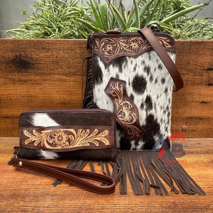 2025 nuevo conjunto de 2 piezas, bolso de mano con flecos elegante Simple de cuero de vaca genuino versátil a la moda y bolso de mano con ranura para mano - Product Image 1