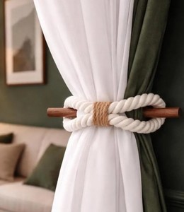 <b>White</b> Cotton Rope <b>Curtain</b> Tie Back: Handmade Eco Home Decor - Product Image 1