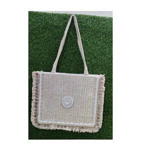 Bolso de mano de yute ecológico personalizado para mujer, bolso de hombro hecho a mano con cuentas indias, venta al por mayor de Guru Kirpa Export House - Product Image 1