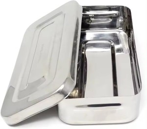 Large Size 11 Inch <strong>Stainless</strong> Steel <strong>Hospital</strong> Dental Sterilization Box Instrument <strong>Tray</strong> With Cover - Product Image 6